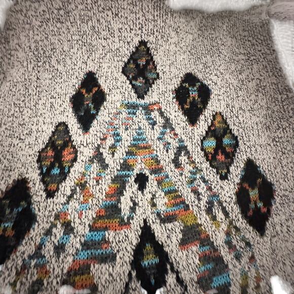 Anthropologie Beige Patterned Cardigan with Faux Fur Collar - Picture 12 of 14